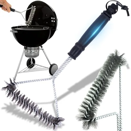 Retoo Grillbürste mit Langer Griff, Grillbürste mit Edelstahl Borsten 30cm Lange, Reinigungsbürste für Grillrost, Hartnäckigen Schmutz und Rost Unkompliziert Entfernen, Hochwertige Stahlborsten,