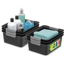 Iris Ohyama - Paniers D'Étagère En Plastique Polyvalent, Ouvert, Noir, 5l, Lot De 6, Empilable, Ventilation, Contenu Visible, Pour Salle De Bain, Jouet, Bureau, Armoire, Organisateur, Sans Bpa, Osb-s