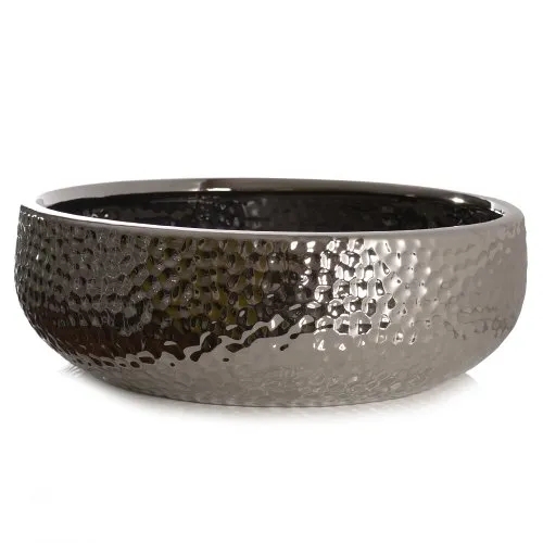 Kaheku Schale Coro, Silber, Ø 30 cm - Dekorative Schüssel aus hochwertiger Keramik, elegant in Silber und ideal für stilvolle Tischdekorationen.