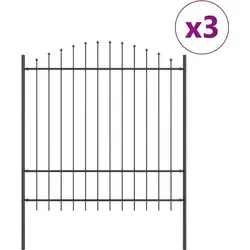 vidaXL Gartenzaun Grau 510 x 175 cm - Gartenzaun aus pulverbeschichtetem Stahl, extrem langlebig und wetterbeständig. Ideal für Gärten und Terrassen, bietet eine stabile Barriere und fügt sich modern in jede Außenumgebung ein.