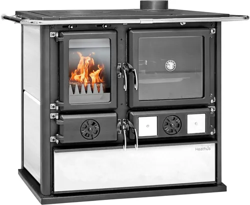 Heathus Küchenofen »Cook Premium« Perl White, 8,8 kW - Vielseitiger Festbrennstoffherd - Kaminöfen: Der Holz-Küchenherd Cook Premium vereint Heizen, Kochen und Backen in einem stilvollen Design. Mit 8,8 kW Heizleistung und effizienter Verbrennung ist er ideal für moderne Küchen.