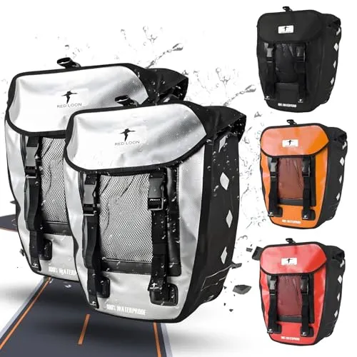 Red Loon Fahrrad Gepäckträgertasche Fahrradtasche Packtasche Pro Double Silber/schwarz - Fahrradtasche Gepäckträger - 18L Fahrrad Taschen hinten - Doppeltasche mit Tragegriff