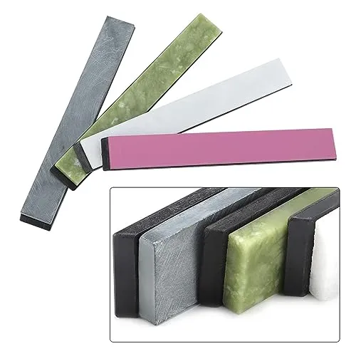 4pcs Schleifstein Set Küchenmesserschärfer 3000/5000/8000/10000 Grits Bunter Schleifstein mit Basis für Messer Schärfen Festwinkel Messerschärfer