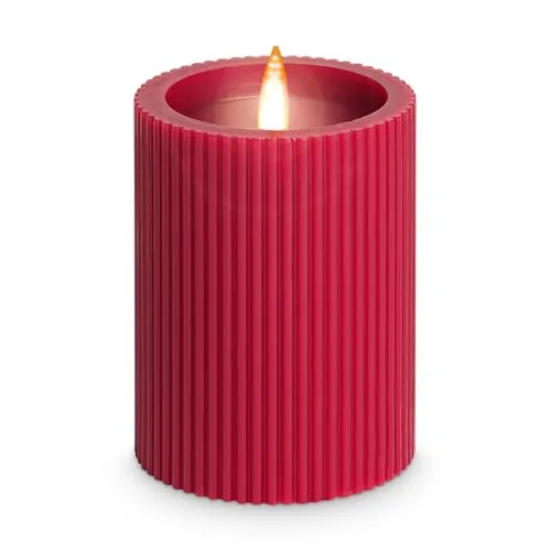 Idena 50158 - LED Kerze ca. 11 x 7,5 cm, Echtwachskerze mit flackerndem Licht, Farbe zufällig, batteriebetrieben, 6h Timer, als Party Deko, Weihnachtsdeko, zur Hochzeit