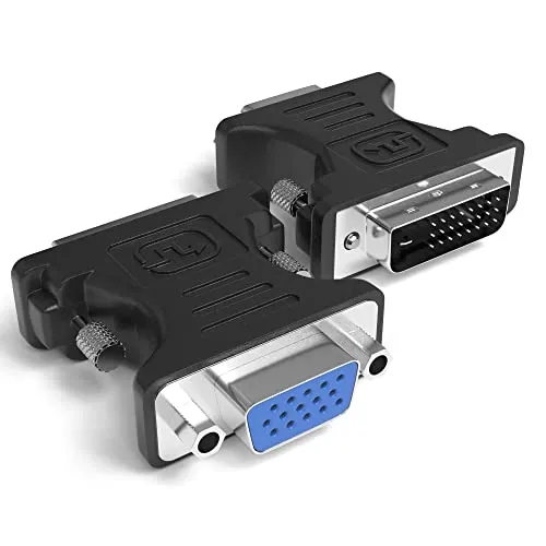 JAMEGA – DVI-D 24+1 auf VGA Adapter | DVI zu VGA Konverter Full HD 1080p 24+1 DVI Stecker zu VGA BuchseDual-Link Digital auf Analog für PC, Grafikkarten, Gaming, Laptop, Monitore, Beamer 2er Set