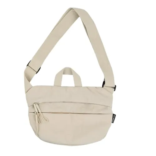 Bauchtasche Herren und Damen, Hüfttasche für Sport Outdoor Stadt, Crossbody Bag mit Gurt, Gürteltasche Stylisch für Festival, mit Gurt, 3 Fächer jeweils mit Reißverschluss (Beige)