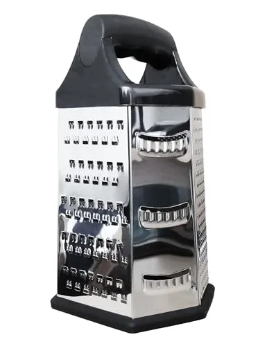 SECHSKANTREIBE 23cm Edelstahl Griff Gemüsereibe Multireibe Turmreibe Gemüsehobel Kartoffelreibe Käsereibe Küchenreibe Hobel Reibe 2-Varianten 38 (Schwarz)