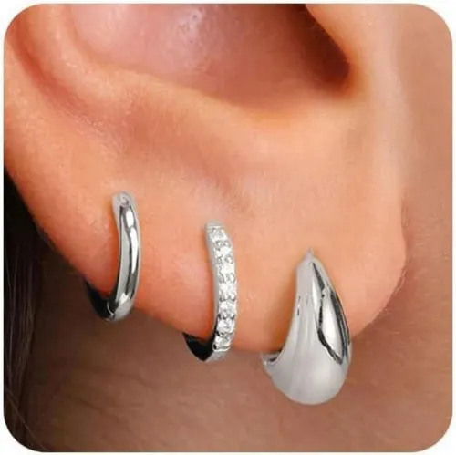 FUNEIA Ohrringe Silber 925 Vergoldet Zirkonia Damen Creolen von FUNEIA