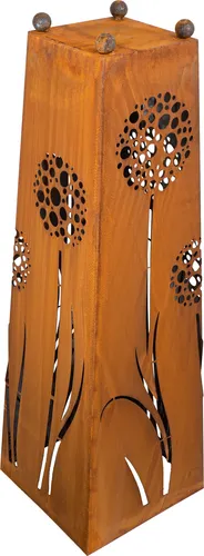 Rostikal Blumenständer Dekosäule - Dekosäule aus echtem Rost - Blumenständer aus Metall, 1 Meter hoch mit Pusteblumen Motiv. Ideal für Garten, Balkon und Terrasse, robust und handgefertigt in Bayern. Perfekt als Geschenk!