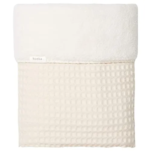 Koeka Babydecke - Kuscheldecke - Für Babywiege Und Babykorbe -mit Teddy Gefüttert - Oslo - Waffelstoff Aus Baumwolle - Atmungsaktiv - Abwaschbar -