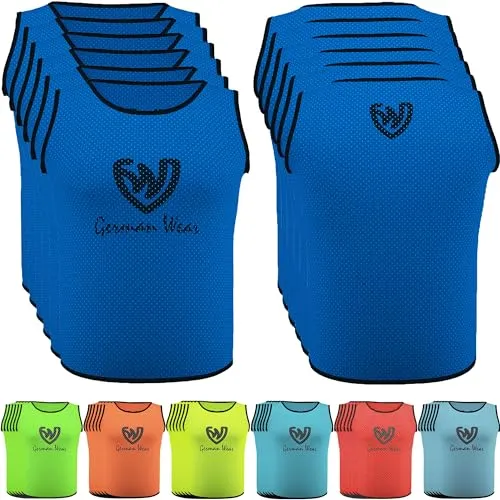 German Wear Training Leibchen (6er-Set) - 6X Fußball Trainingsleibchen - Multifarbige Trainingswesten | Fussball Leibchen Kinder & Leibchen Erwachsene | Königsblau - S