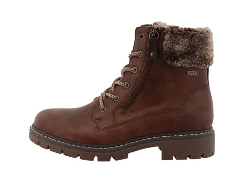 Tom Tailor Damen Stiefelette 4290830020, Rust, 40 EU - Wanderschuhe mit schlichtem Design und robustem Fellkragen für optimalen Tragekomfort und Style beim Outdoor-Abenteuer.