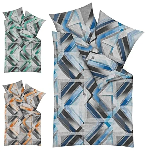 JACK by Kaeppel Fein Biber Bettwäsche 2tlg. Elevate - Bettwäsche-Set aus 100% Baumwolle, weich und atmungsaktiv mit chicem abstraktem Design. Inklusive praktischen Reißverschluss und bügelfrei, ideal für traumhafte Nächte.