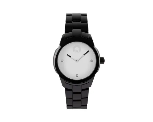 KRAFTWORXS Quarzuhr FML 1GB S Schwarz - Elegante Quarzuhr mit analoger Anzeige, wasserdicht bis 5 bar. Hochwertiges Keramikgehäuse und -armband in Schwarz, perfekt für jeden Anlass.