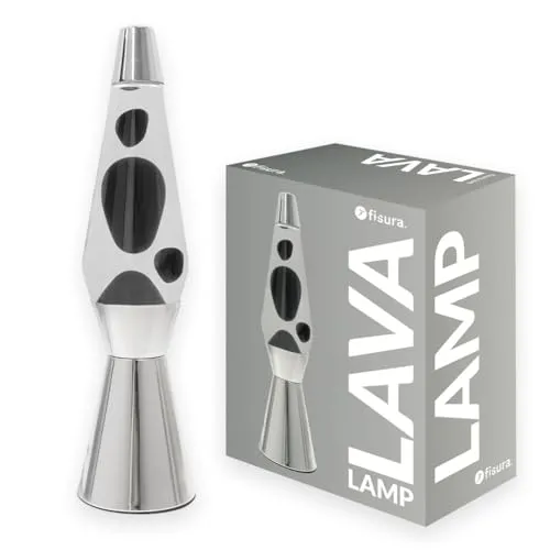 Fisura Schwarze Lavalampe mit Chromfuß