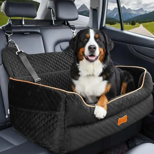 LORESJOY Hunde Autositz, Hunde-Autositz für Große/Kleine/Mittlere Hund | Hundeautositz mit Dicker Polsterung und Befestigungsgurten, Abnehmbarer Waschbarer Autosit für Haustiere