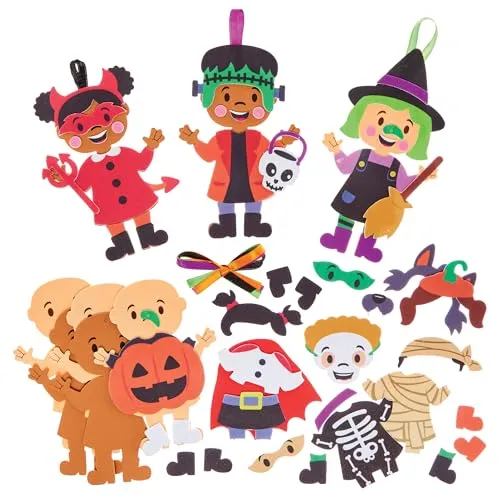 Baker Ross FX636 Halloween-Kostüm-Süßes oder Saures-Deko-Sets - Packung mit 8, Halloween-Bastelsets für Kinder
