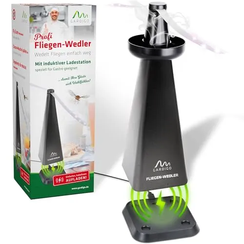 Gardigo Profi Wespenwedler mit induktiver Ladestation I Einzigartige Fliegen Abwehr, Wespen Abwehr, Mückenschutz für Catering, Gastronomie, Hotel, Haus, Garten I Insektenschutz Lebensmittel | Wespe