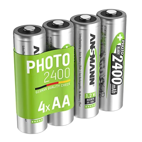 ANSMANN wiederaufladbar Akku Batterie Mignon AA 2400mAh NiMH ohne Memory-Effekt 4er Pack Photo Fotoakku Digitalkamera