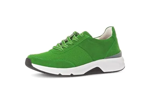 Gabor Rollingsoft Keilsneaker - Sportlicher Freizeitschuh mit herausnehmbarem OPTIFIT-Wechselfußbett für optimalen Tragekomfort. Keilabsatz und grünem Logoschriftzug an der Ferse machen ihn zum idealen Begleiter.