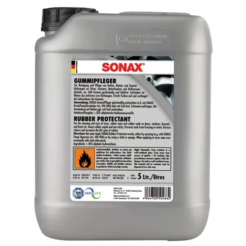 SONAX Gummipflegemittel 03405050 - 5 l Gummipflegemittel im praktischen Kanister, schützt und pflegt Gummioberflächen für eine längere Lebensdauer.