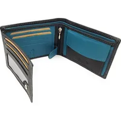 Jockey Club Basic echt Leder Geldbörse Portemonnaie RFID Schutz schwarz petrol