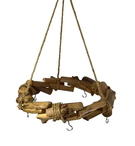 Holzkranz Natur mit Kordel zum Hängen - 32 cm - Deko Hängekranz mit Haken für Zierschmuck - Weihnachtsdeko Deckenkranz Hängedeko Deckenhänger Bastelkranz aus Ästen