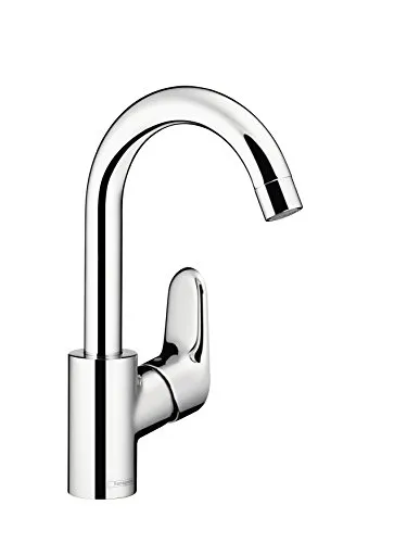 hansgrohe Ecos Waschtischarmatur - Schwenkbarer Wasserhahn für Bad - Touch-On-Wasserhähne für Badezimmerwaschbecken, wassersparend (EcoSmart) mit hochwertiger Keramikkartusche für Langlebigkeit und 120° schwenkbarem Auslauf für flexiblen Einsatz.