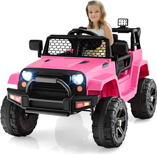 GOPLUS 12V Kinder Elektroauto - Rosa - Elektrofahrzeuge mit 2,4G Fernbedienung, Musik & MP3-Funktion für ein sicheres Fahrerlebnis. Ideal für Kinder ab 3 Jahren, mit langsamer Startfunktion und robusten Rädern für verschiedene Untergründe.