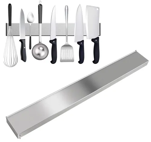 BAYLI Wand-Magnet Messerhalter 2er Set - 2er Set selbstklebende Magnetleisten (50cm) aus rostfreiem Edelstahl - Ideal für Ordnung in Küche, Werkstatt oder Keller. Hält Messer und Werkzeuge stets griffbereit.