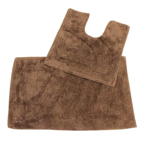 Homescapes 2-TLG. Badematten-Set braun - Badematten & Badteppiche: Flauschiges 2er-Set aus 100% Baumwolle mit Wende-Design für höchsten Komfort und Pflegeleichtigkeit. Ideal für ein stilvolles Bad.