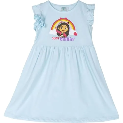 Kleid Gabby's Dollhouse türkis - Verspieltes Mädchenkleid in Türkis, inspiriert von Gabby's Dollhouse – perfekt für kleine Fans und besondere Anlässe.