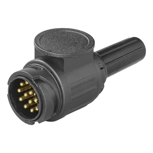 Multibros Stecker 13-polig PVC Typ Jaeger mit 1-Loch-Tülle – Robuster Anhängerstecker für 12V Fahrzeuge | Schraubanschluss mit Gummidichtung | Wohnwagen & Anhänger Zubehör