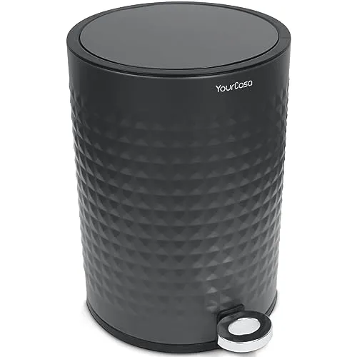 YourCasa Mülleimer Bad 5L aus Edelstahl - Exklusiver Pyramiden Effekt - Abfallbehälter fürs Bad mit 5L Fassungsvermögen und Softclose-Funktion für leises Schließen. Der edle Edelstahl und die einzigartige Pyramidenstruktur machen diesen Mülleimer zum stilvollen Blickfang in jedem Badezimmer.