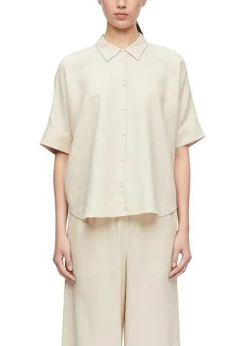 Comma Oversized Kurzarmhemdbluse aus Leinenmix - Stylische Oversized Kurzarmhemdbluse aus hochwertigem Leinenmix, ideal für warme Tage. Der abgerundete Saum und die Fledermausärmel sorgen für einen lässigen Look.
