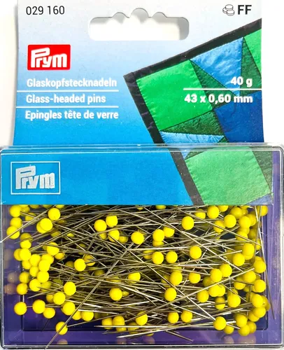 Glaskopfstecknadeln 40g 324,75 €/kg extra lang Prym 029160 gelb Glaskopf Nadeln