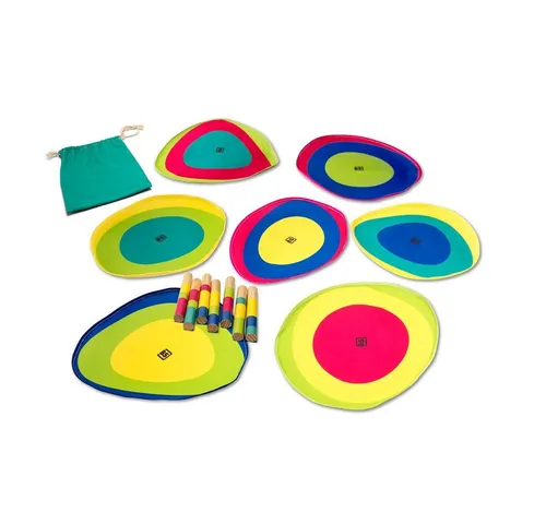 BS Toys Spiel Bewegungsspiel Activity Island - Bewegungs- und Konzentrationsspiel für bis zu 7 Kinder, fördert schnelles Reagieren und Teamarbeit, inklusive praktischer Transporttasche und mehrsprachiger Anleitung.