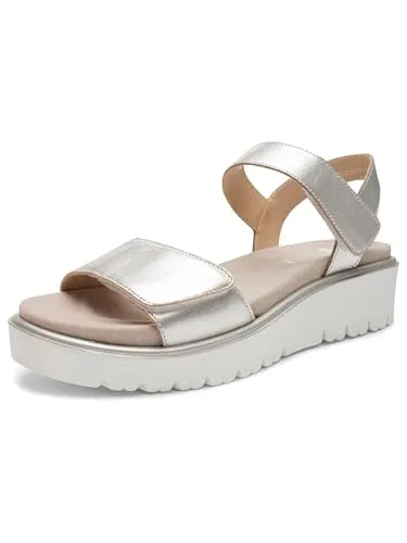 ara Damen Bilbao Sandale, Platin, 41 EU - Wanderschuhe mit weichem Oberleder und zwei verstellbaren Klettverschlüssen für optimalen Halt und individuellen Komfort beim Wandern.