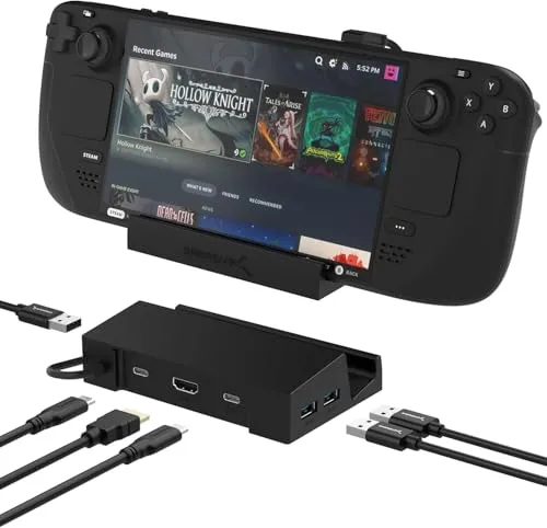 SABRENT Docking Station für Steam Deck, 6-in-1 Steam Deck Dock mit HDMI 4K@60Hz, USB-C 95W PD 3.0 Schnellladung, Triple USB hub 3.0, 1 USB C Anschluss Entwickelt für Valve Steam Deck (DS-SD6P)