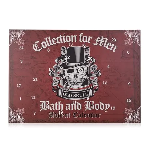 Accentra Pflege Adventskalender 2024 für Männer - Hautpflegesets & -kits mit 24 Überraschungen im Totenkopf Design, perfekt für die tägliche Pflegeroutine und ein tolles Geschenk für Totenkopf Fans.