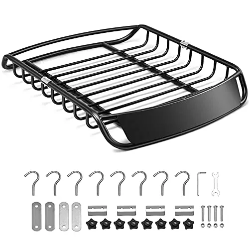 COSTWAY Universal Auto-Dachgepäckträger 120 cm, Dachkorb Auto aus Stahl, Dachträger Dach, bis 110 kg balastbar, Gepäckträger Gepäckkorb, Korb Gepäck Fracht Träger, Schwarz