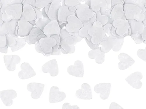 PartyDeco Konfetti Herzen 1,6x1,6cm 15g Tischdeko Hochzeit Romantik Streudeko Tischkonfetti Confetti weiß