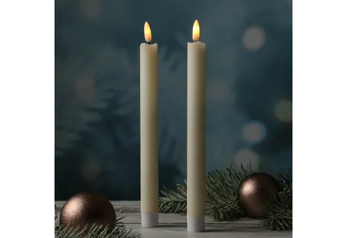 MARELIDA LED-Kerze LED Stabkerzen Tafelkerzen Dinner Spitzkerzen rustikal 25cm creme 2St (2-tlg)
