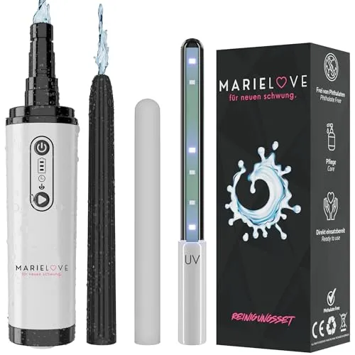 marielove Analdusche & Intimdusche 18cm auch Reinigung für Sexpuppen, Torsos & Masturbatoren – Stark + Akku + UV Sterilisator – Hygienische Anal Po Spülung & Tiefenreinigung – Version 2025