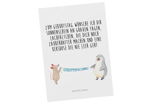 Mr. & Mrs. Panda Postkarte Maus Pinguin Geburtstag