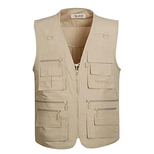 Hwalleum Herren Outdoor Beiläufig Weste, Herren Sommer Leicht Atmungsaktiv Mehrzweck Draussen Weste Multi-Taschened Schnelltrocknend Anglerweste Fotografie Wandern Gilet Ärmellos Arbeiten Vest