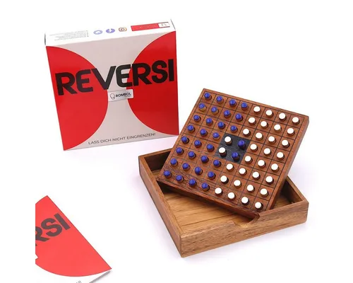 ROMBOL Denkspiele Spiel Reversi – Interessantes Strategiespiel für 2 Personen aus edlem Holz, Brettspiel, Holzspiel