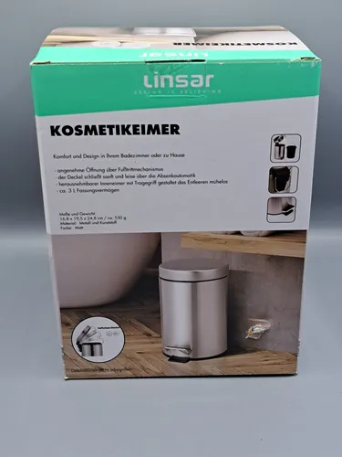 Linsar Kosmetikeimer, 3Liter, Fußtrittmechanismus