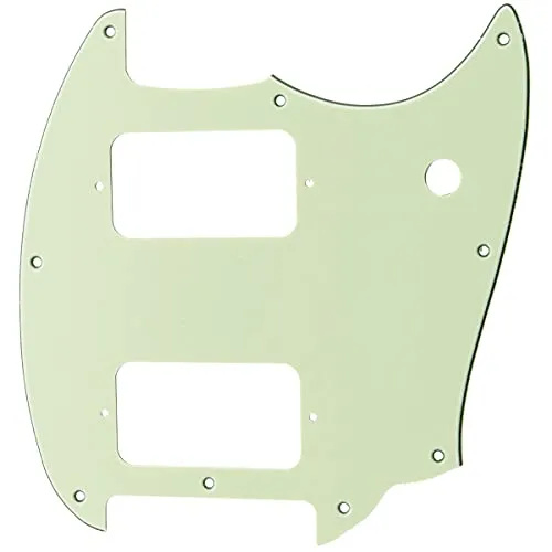Musiclily Pro 9 Löcher Round Corner HH Pickguard 2 Humbuckers Schlagbrett für Squier Bullet Series Mustang E-Gitarre, 3-lagig Mint Green