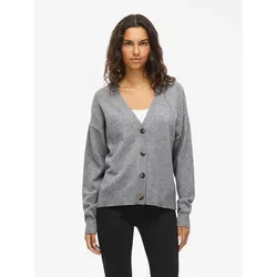 VILA VIRIL V-NECK KNIT CARDIGAN - Damen Strickjacke in Grau, modisch und pflegeleicht, ideal für gemütliche Abende und stylische Outfits.